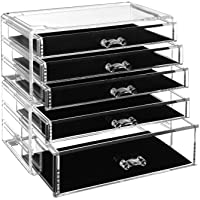 SONGMICS Organizador de Maquillaje Apilable- 2 Cajas de Cosméticos con 5 Cajones para Joyas y Maquillaje- Transparente…